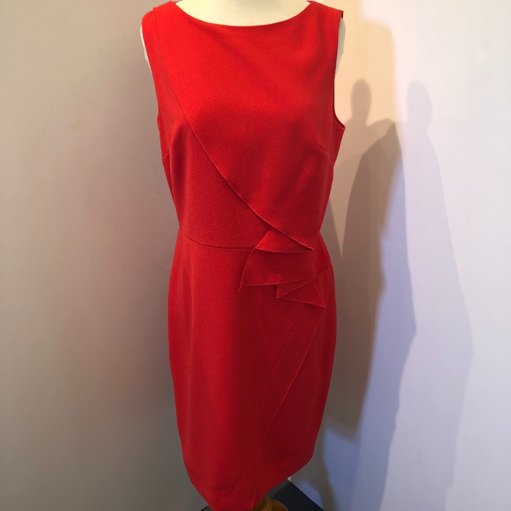 Ann Taylor NWT Red Ruffle Sheath Dress Size 10